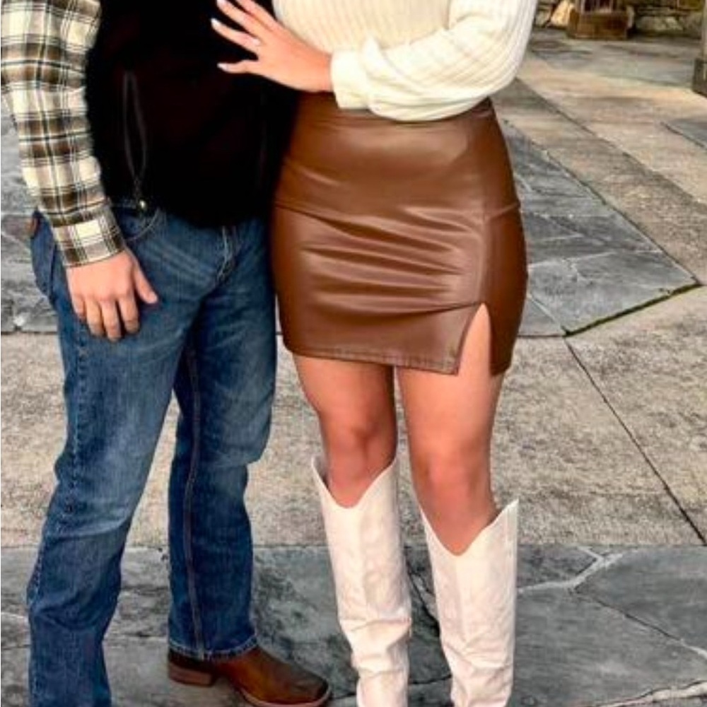 Brown Leather Skirt